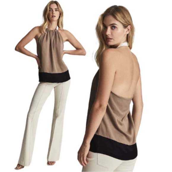 New! Reiss Faye Mink Halter Drape Top Size 0 nwt 18453 - Picture 1 of 8